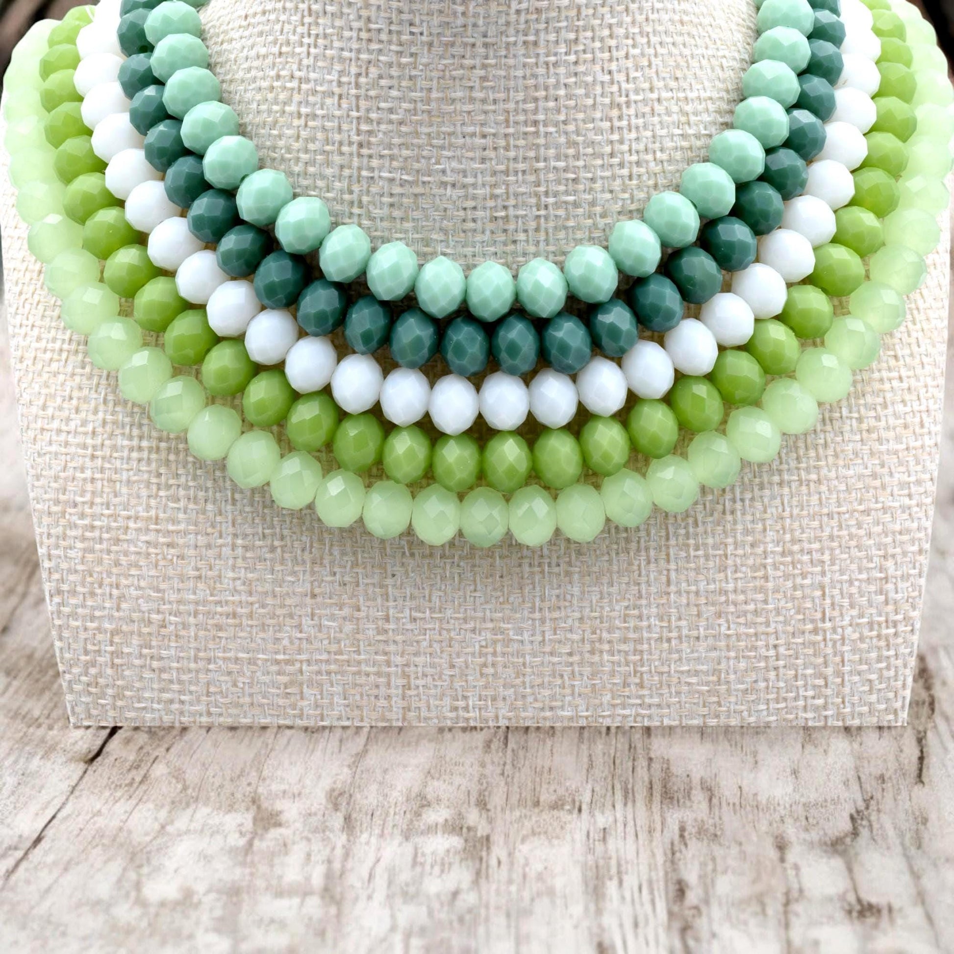Green White Milky 8mm Rondelle Beads: Faceted Gradient Crystal - Jade, Olive & White, Jewelry Crafting, DIY Necklace Supplies