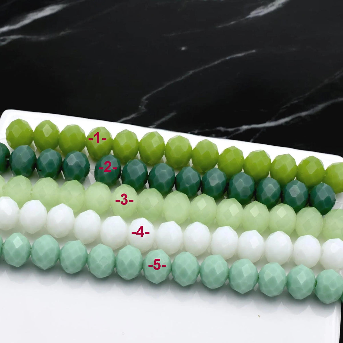 Faceted Crystal Beads in Green & White Milky 8mm Rondelle Beads for Jewelry Making DIY Beading Supplies. Bracelet and Neck...