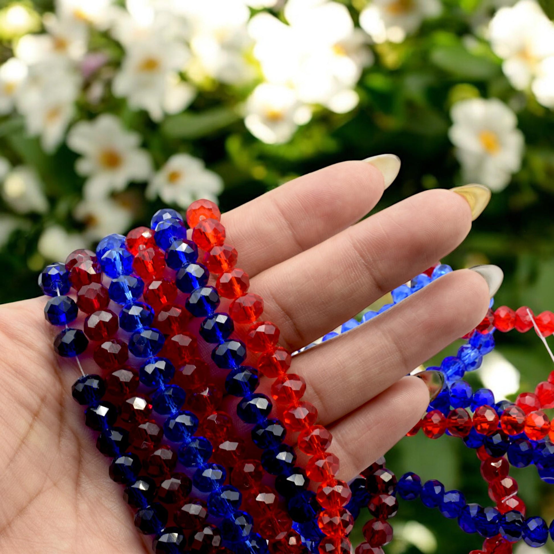 Red and Blue Faceted Crystal Rondelle Beads Different Sizes Beads for Jewelry Making Bold DIY Beading Supplies. jewelry ma...