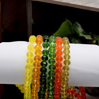 Rainbow Crystal Rondelle Beads – Faceted Crystal Beads in Orange, Yellow, Green – 8mm DIY Jewelry Making Supplies, Strand...