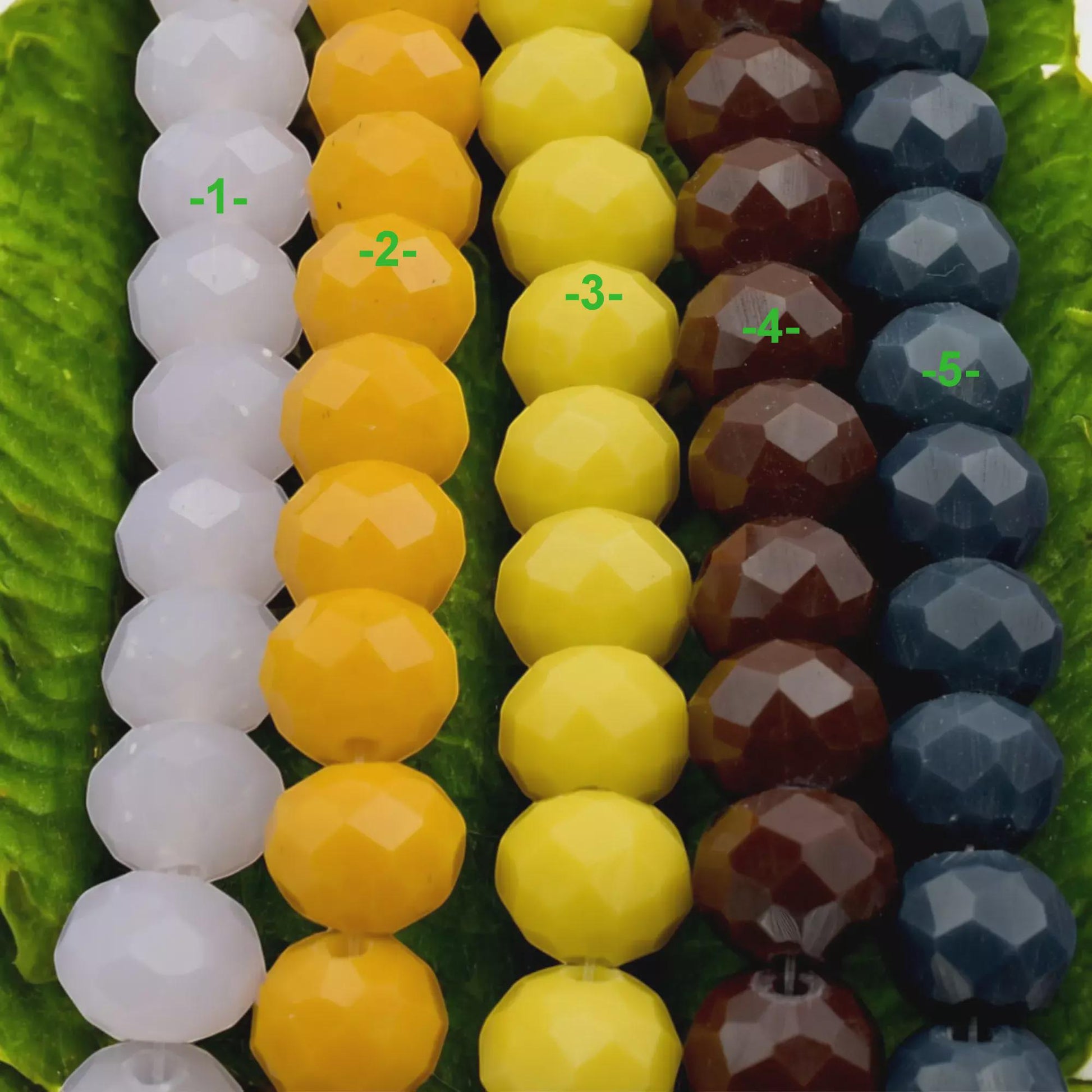 Rondelle Beads 8mm Faceted Crystal - Multicolor Glossy Finish, Bold Palette, Jewelry Making, DIY Craft Supplies