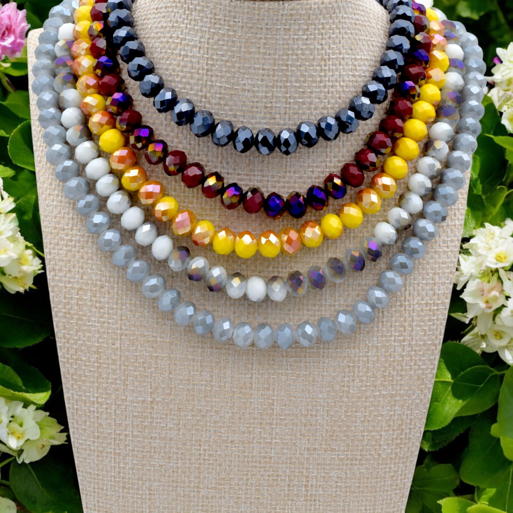 AB Crystal Faceted Beads: Mixed Bold Colors, Aurora Borealis Finish | Glass Jewelry Supplies, 8mm Rondelle, Sparkling Shine