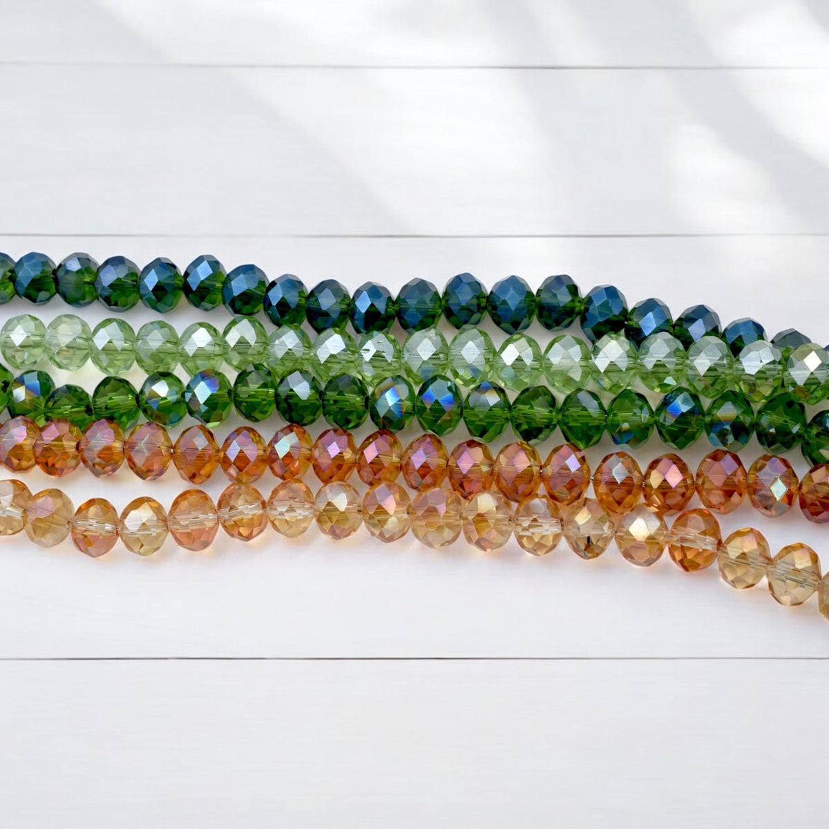 Green & Amber AB Crystal Beads 4x6mm to 10x12mm Faceted Rondelle Crystal Beads, Sparkle Aurora Borealis Finish for DIY Jew...