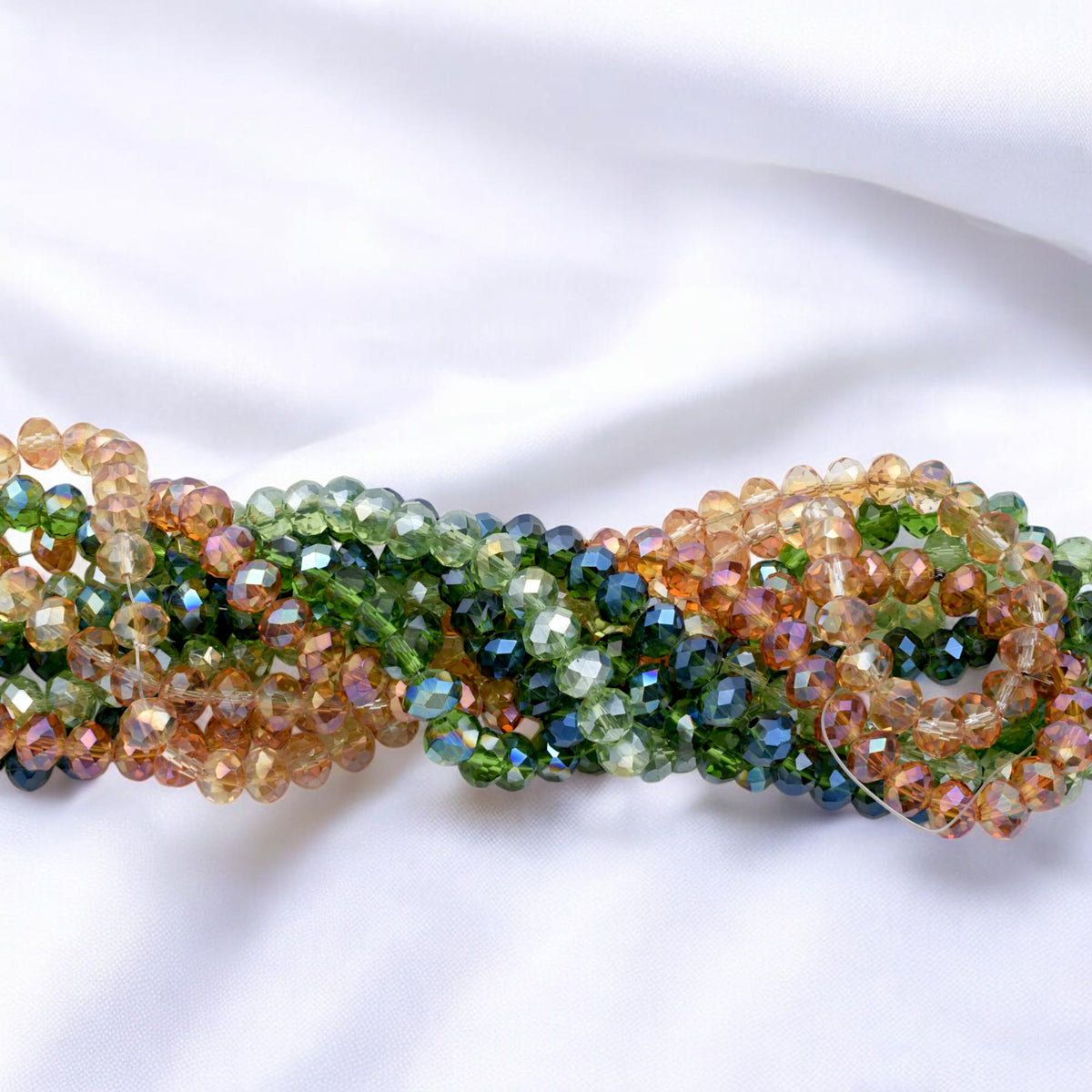 Green & Amber AB Crystal Beads 4x6mm to 10x12mm Faceted Rondelle Crystal Beads, Sparkle Aurora Borealis Finish for DIY Jew...