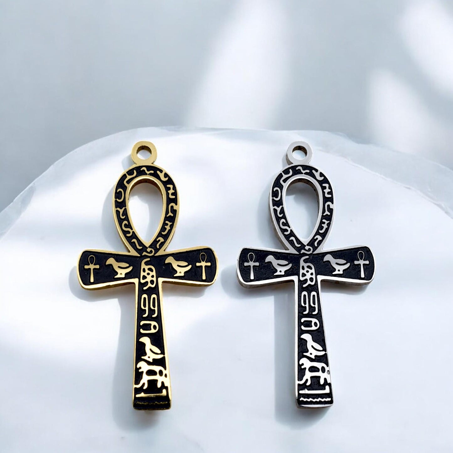 Ankh Cross Pendant – Ancient Egyptian Symbol Necklace Charm, Gold or Silver Stainless steel, Hieroglyph Jewelry for Men & Women.