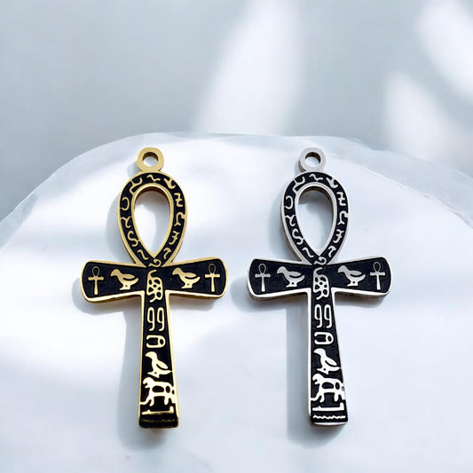 Ankh Cross Pendant – Ancient Egyptian Symbol Necklace Charm, Gold or Silver Stainless steel, Hieroglyph Jewelry for Men & Women.