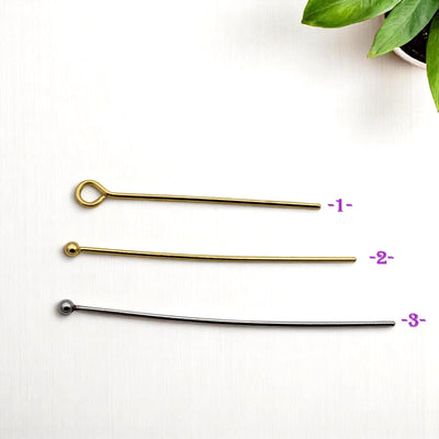 Stainless Steel Gold Plated & Silver Head Pins and Eye Pins Wire Pins for Jewelry Making, Ball End Loop Pins, Tarnish Resi...