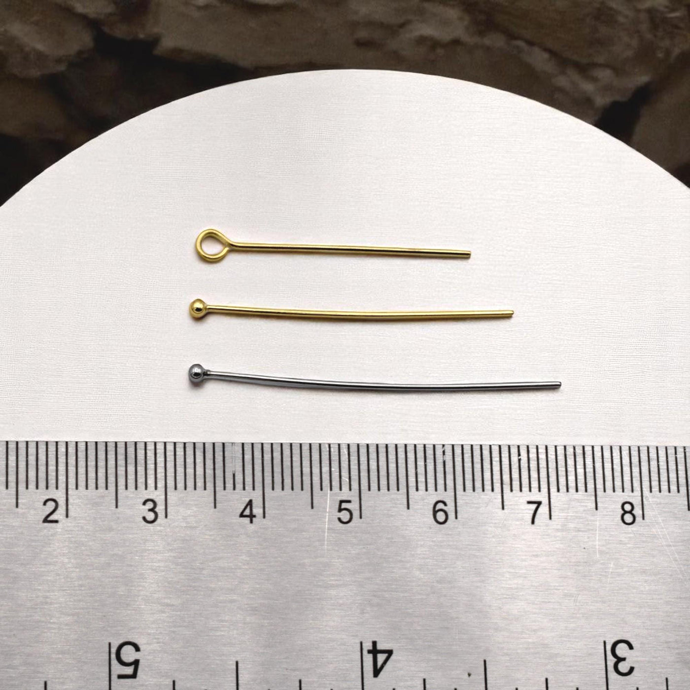Stainless Steel Gold Plated & Silver Head Pins and Eye Pins Wire Pins for Jewelry Making, Ball End Loop Pins, Tarnish Resi...