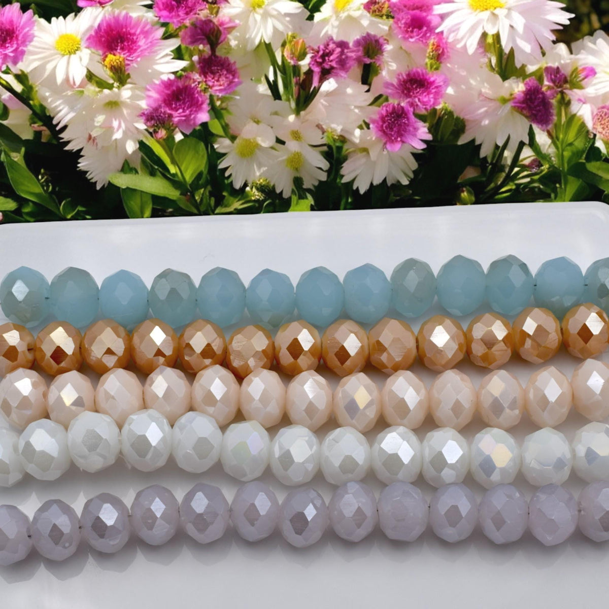 AB Crystal Rondelle Beads – Faceted Beads in Pastel Mix Colors, Sparkle Beads for Jewelry Making, DIY Bracelet & Necklace...