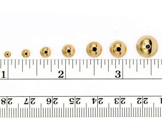 18K Findings EP Gold Filled Alternative Beads: Smooth Round Polished Finish, Base (Sizes 2mm-20mm, Tarnish Resistant, Craft Supplies)