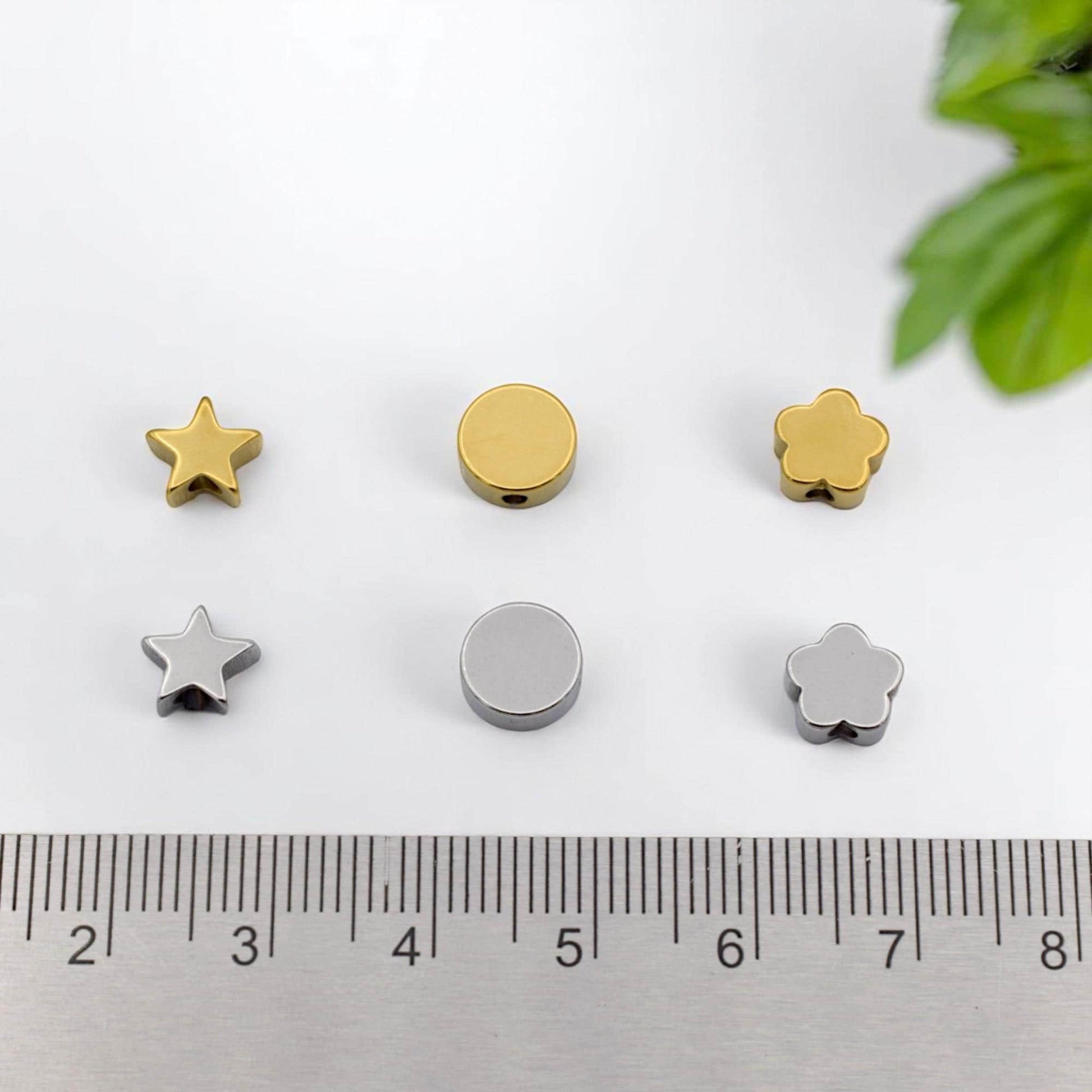 Star Round Flower Stainless Steel Spacer Beads: Gold & Silver Finish, Hypoallergenic | Durable Metal, 12 Pieces, Jewelry Making