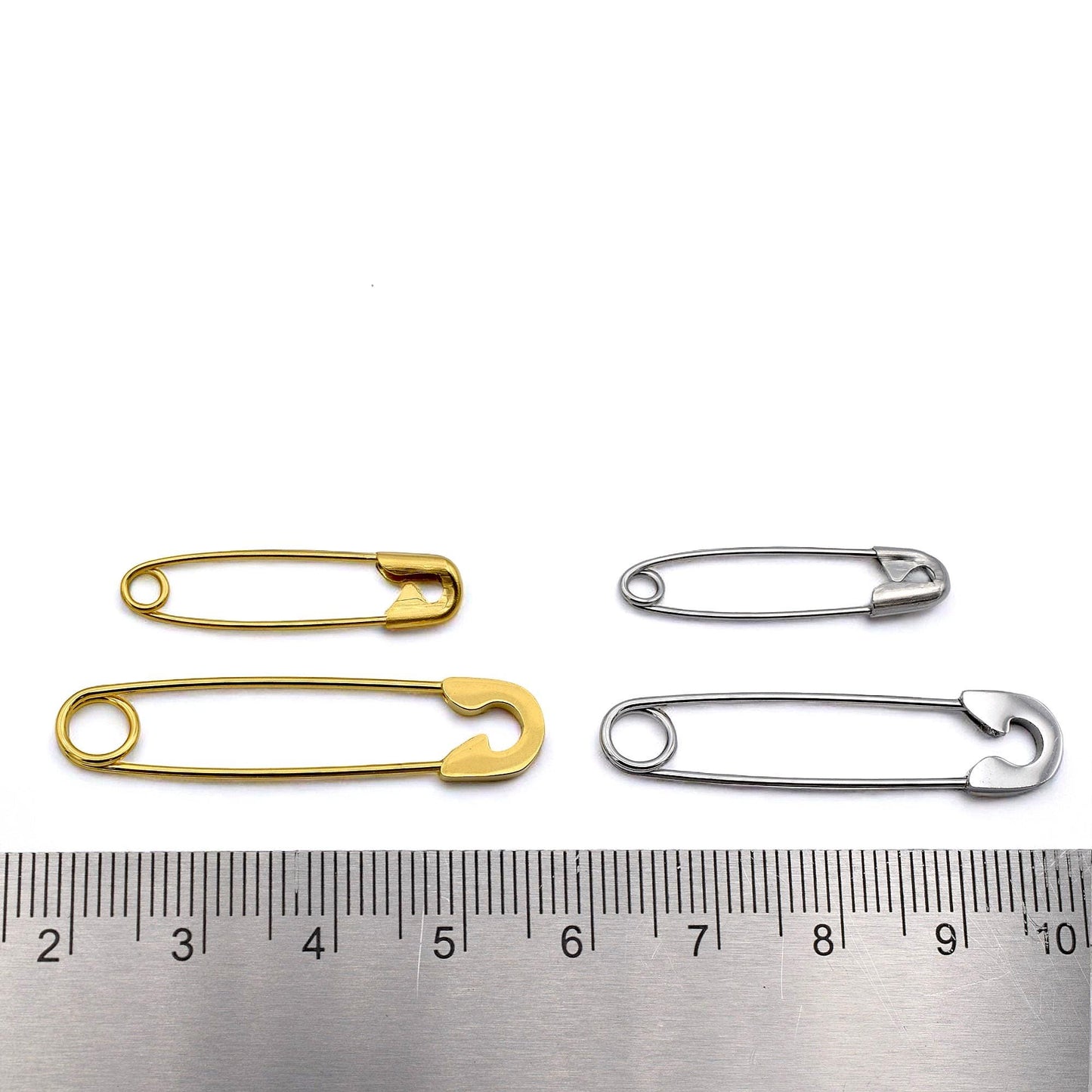 Gold Plated Silver Craft And DIY Pins - Rust-Resistant Safety Pins, Durable 304 Steel, Hypoallergenic, Multi-Size Options for Crafts