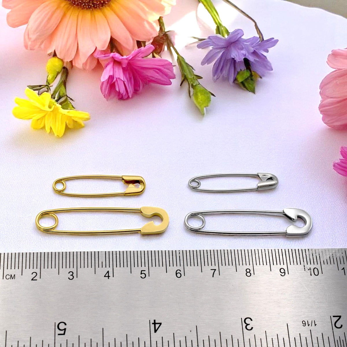 Gold Plated Silver Craft And DIY Pins - Rust-Resistant Safety Pins, Durable 304 Steel, Hypoallergenic, Multi-Size Options for Crafts