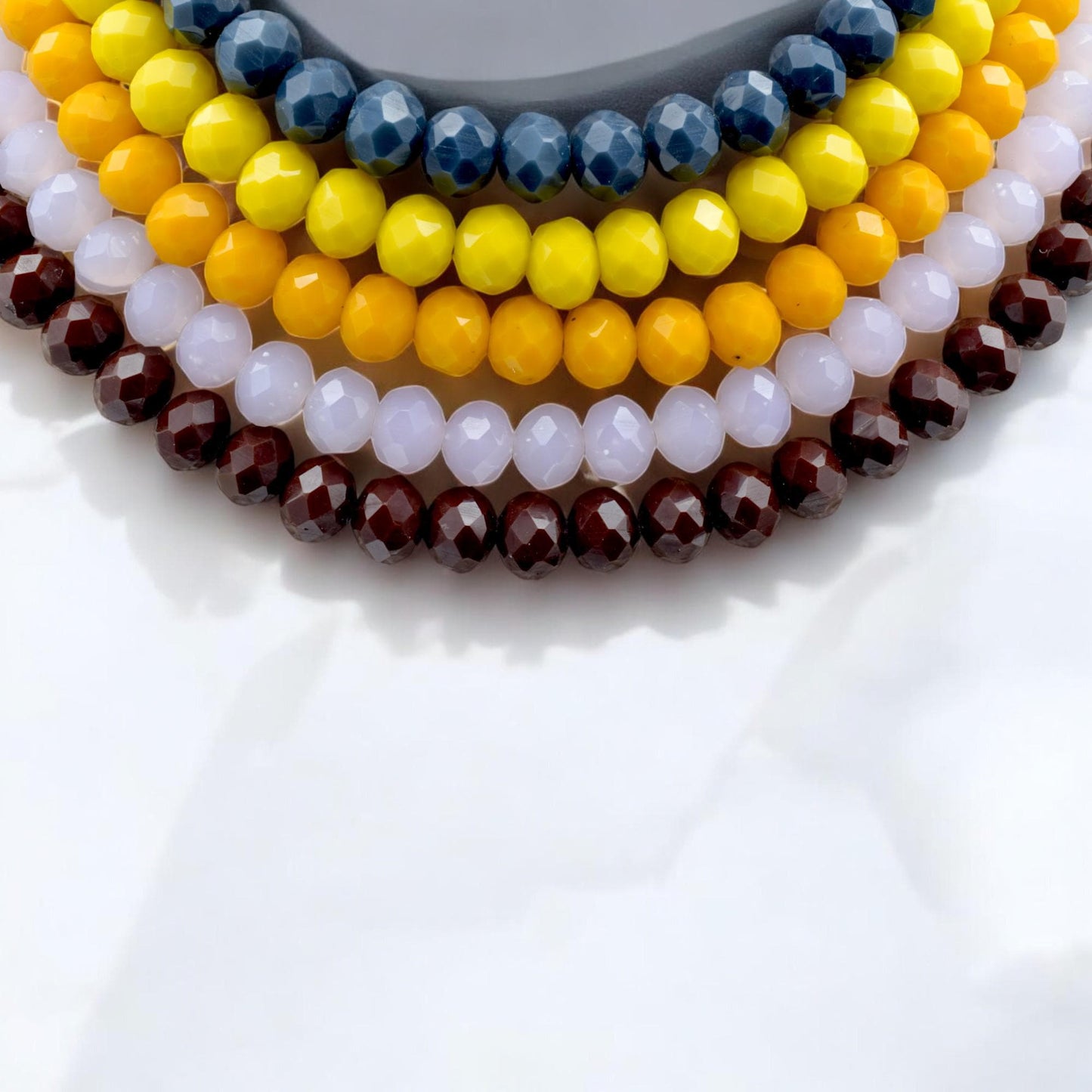 Rondelle Beads 8mm Faceted Crystal - Multicolor Glossy Finish, Bold Palette, Jewelry Making, DIY Craft Supplies