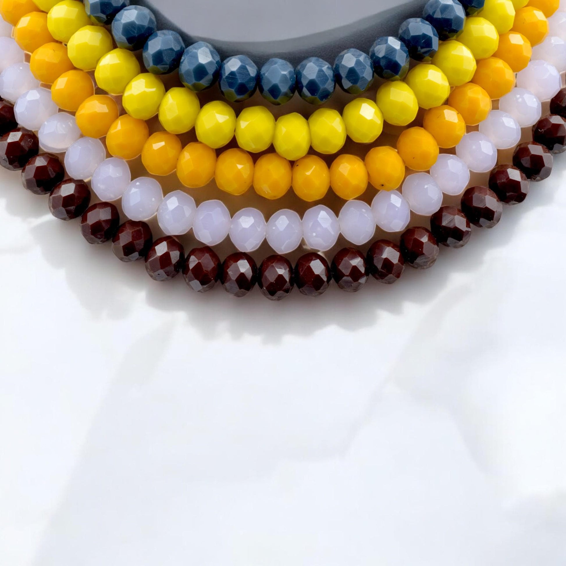 Rondelle Beads 8mm Faceted Crystal - Multicolor Glossy Finish, Bold Palette, Jewelry Making, DIY Craft Supplies