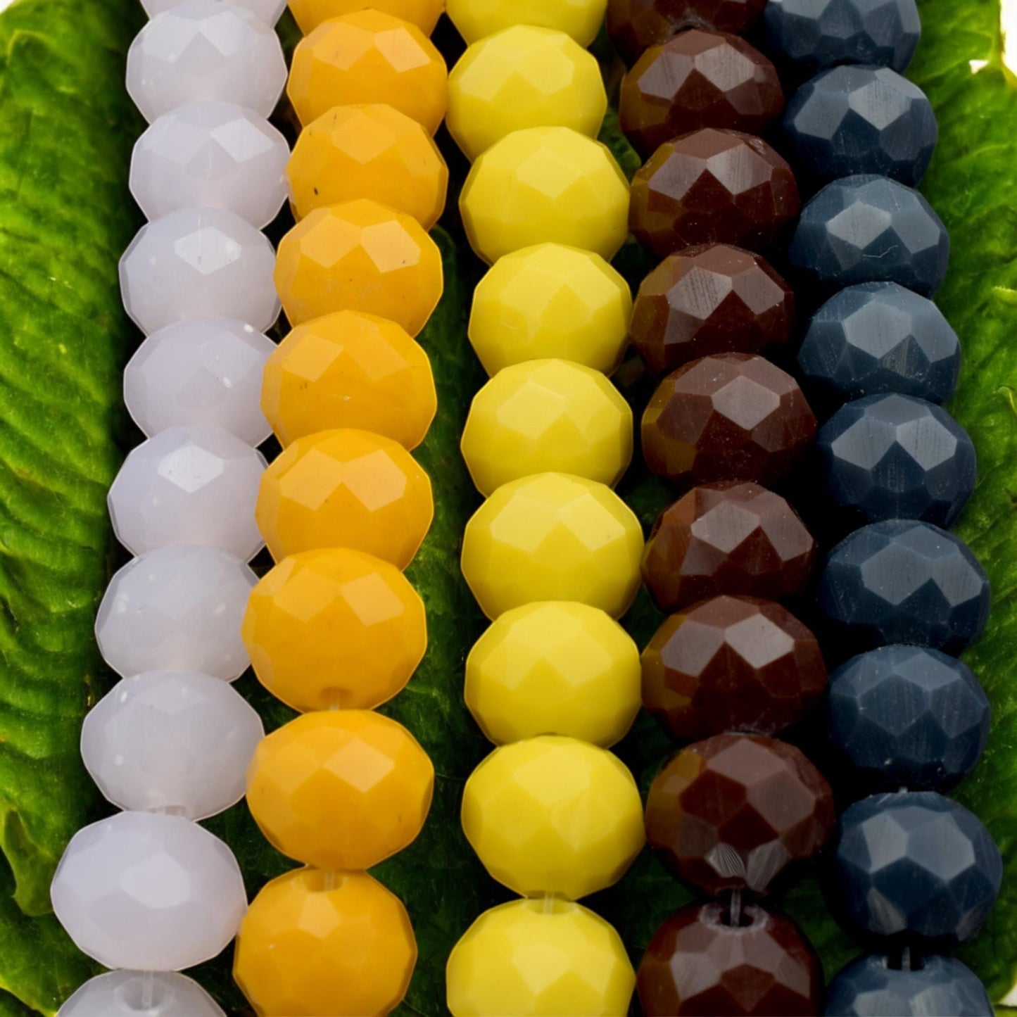 Rondelle Beads 8mm Faceted Crystal - Multicolor Glossy Finish, Bold Palette, Jewelry Making, DIY Craft Supplies