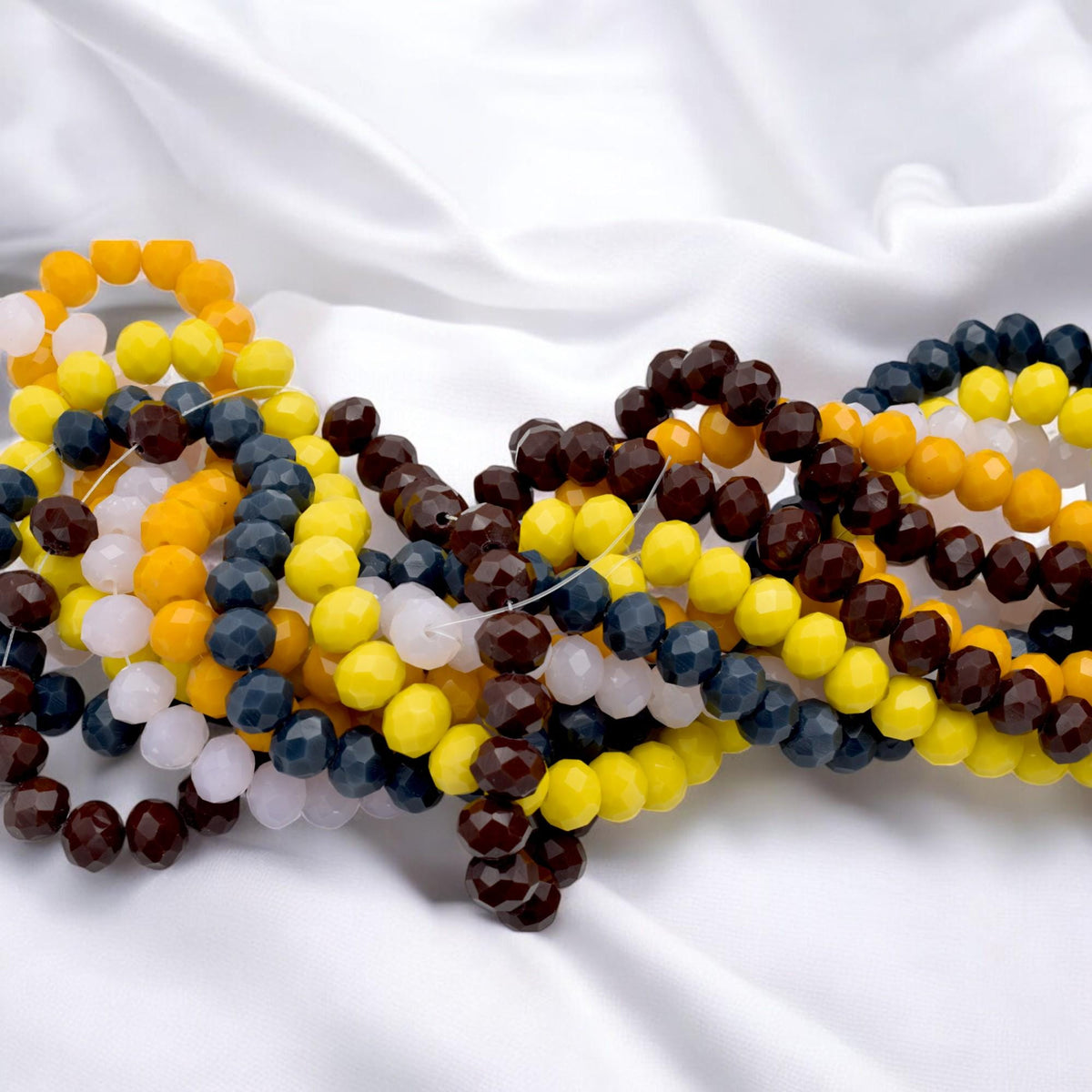 Rondelle Beads 8mm Faceted Crystal - Multicolor Glossy Finish, Bold Palette, Jewelry Making, DIY Craft Supplies
