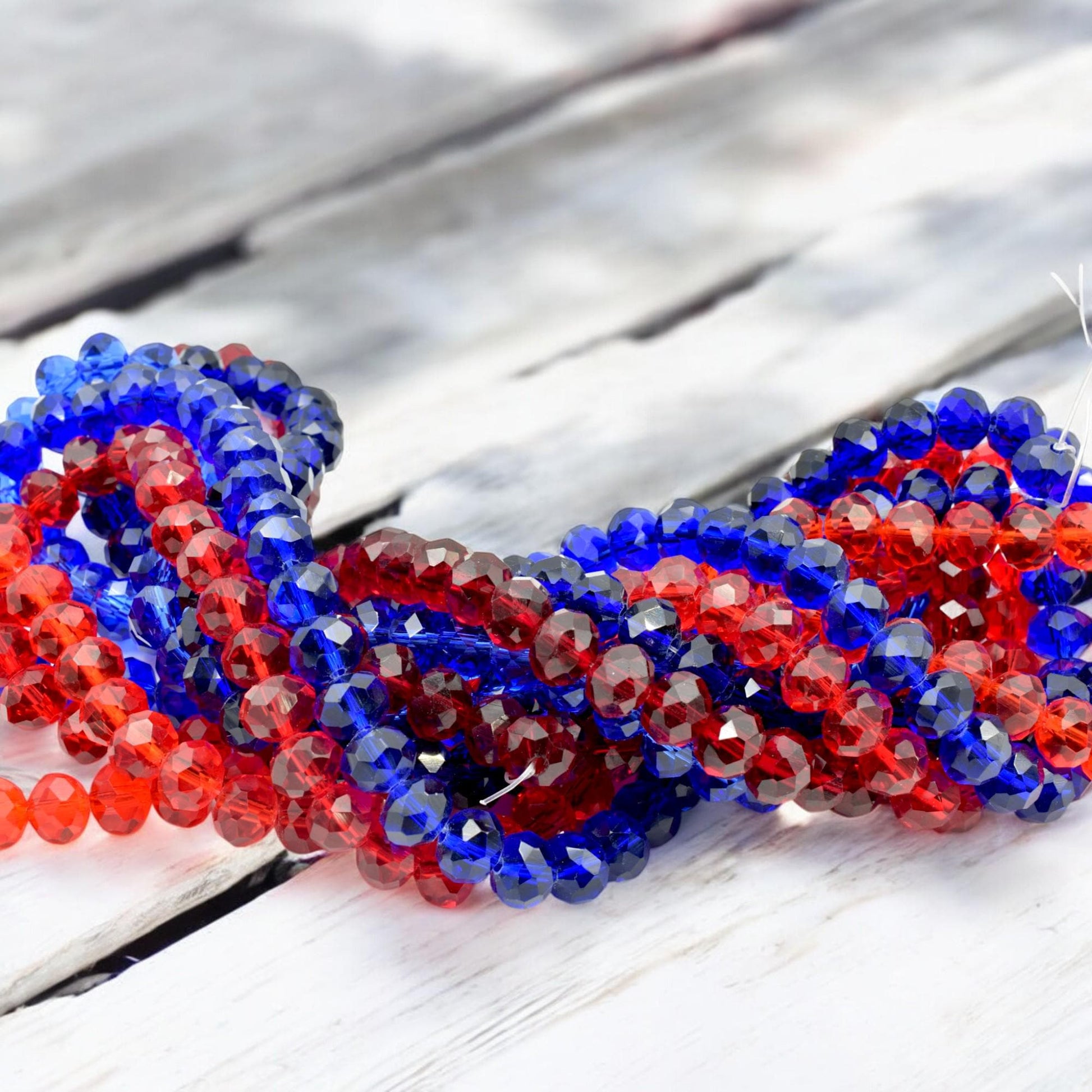 Red and Blue Faceted Crystal Rondelle Beads Different Sizes Beads for Jewelry Making Bold DIY Beading Supplies. jewelry ma...