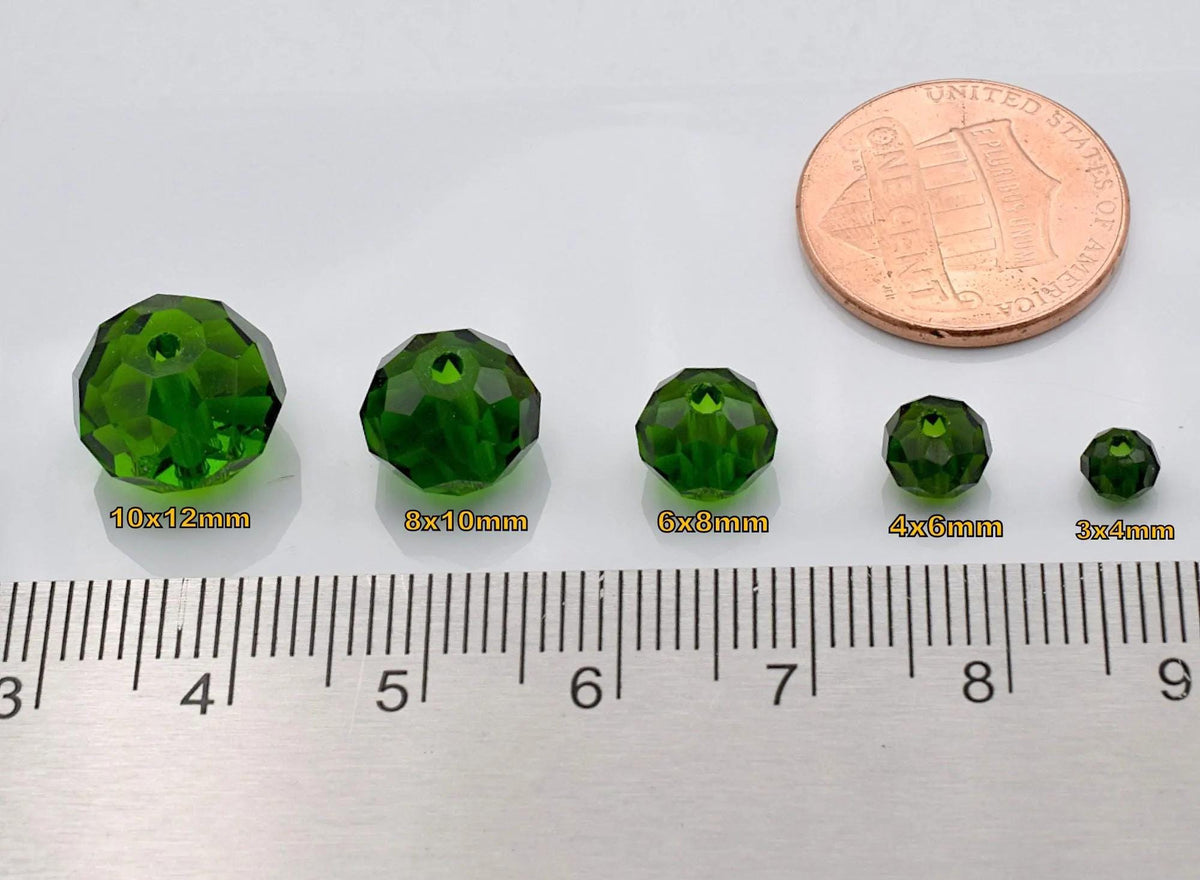Faceted Crystal Rondelle Beads - Red and Blue Jewel Tone Beads - Glossy Faceted Finish, Various Sizes, Jewelry Making