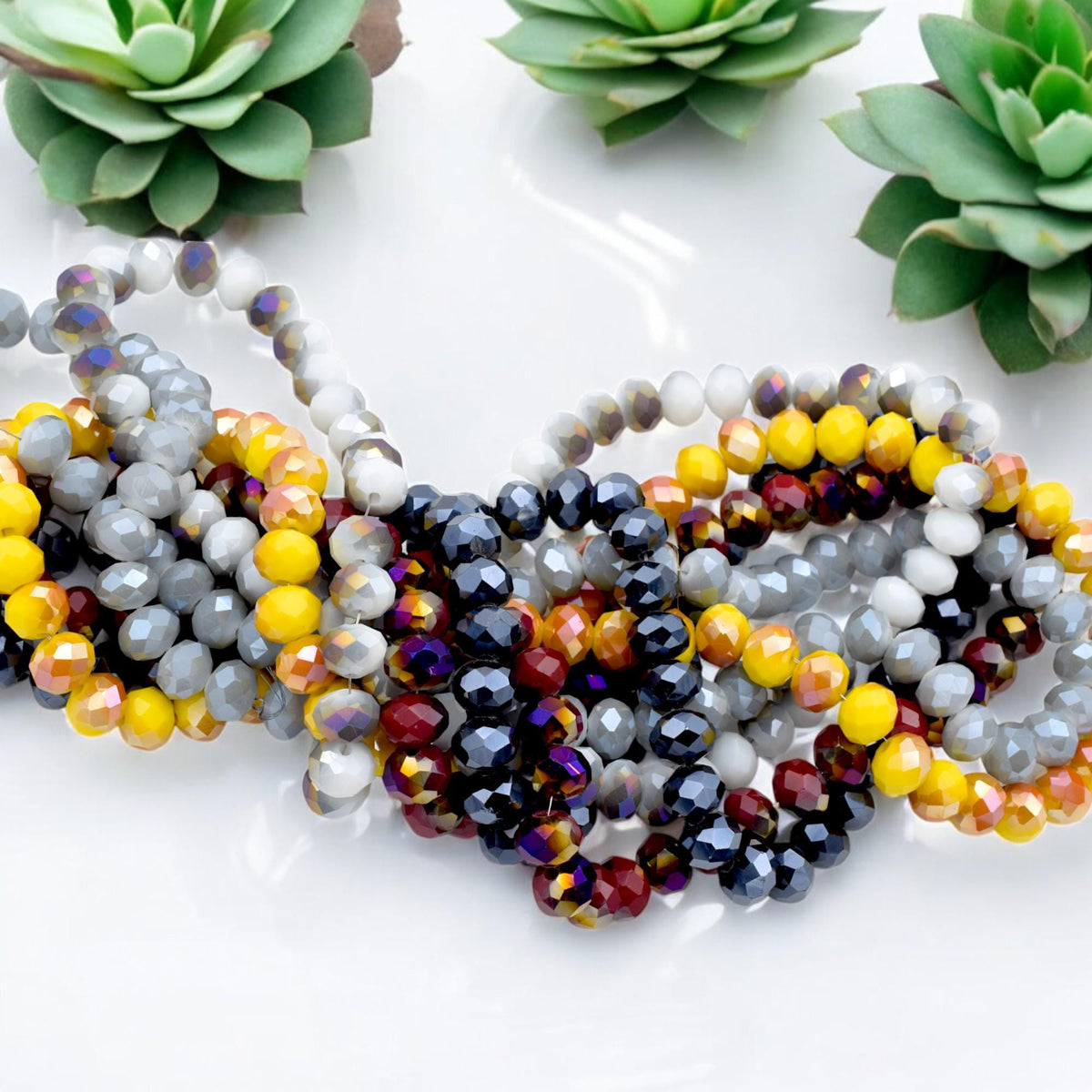 AB Crystal Faceted Beads: Mixed Bold Colors, Aurora Borealis Finish | Glass Jewelry Supplies, 8mm Rondelle, Sparkling Shine