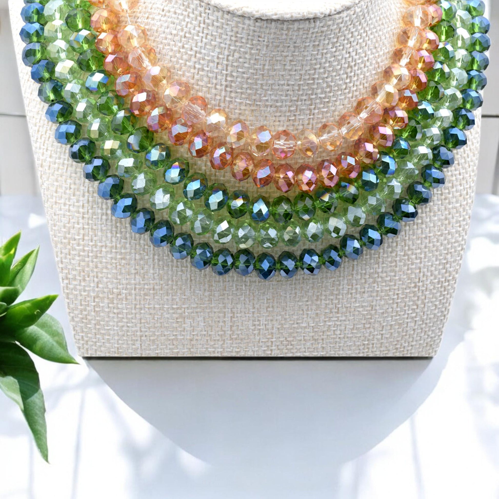 Green & Amber AB Crystal Beads 4x6mm to 10x12mm Faceted Rondelle Crystal Beads, Sparkle Aurora Borealis Finish for DIY Jew...