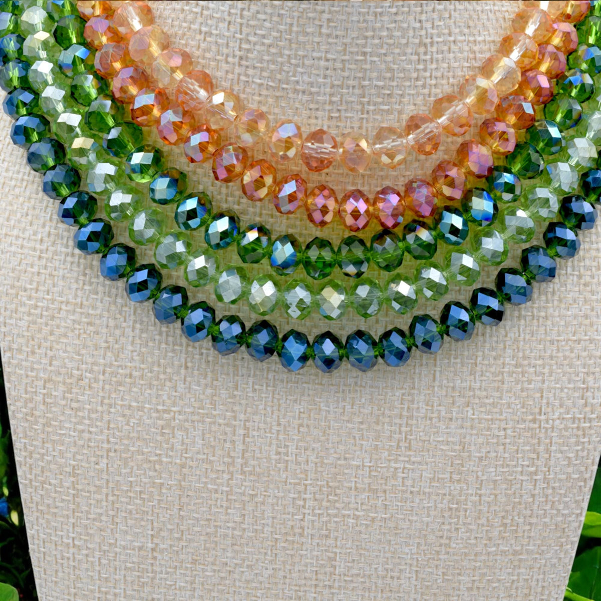 Green & Amber AB Crystal Beads 4x6mm to 10x12mm Faceted Rondelle Crystal Beads, Sparkle Aurora Borealis Finish for DIY Jew...