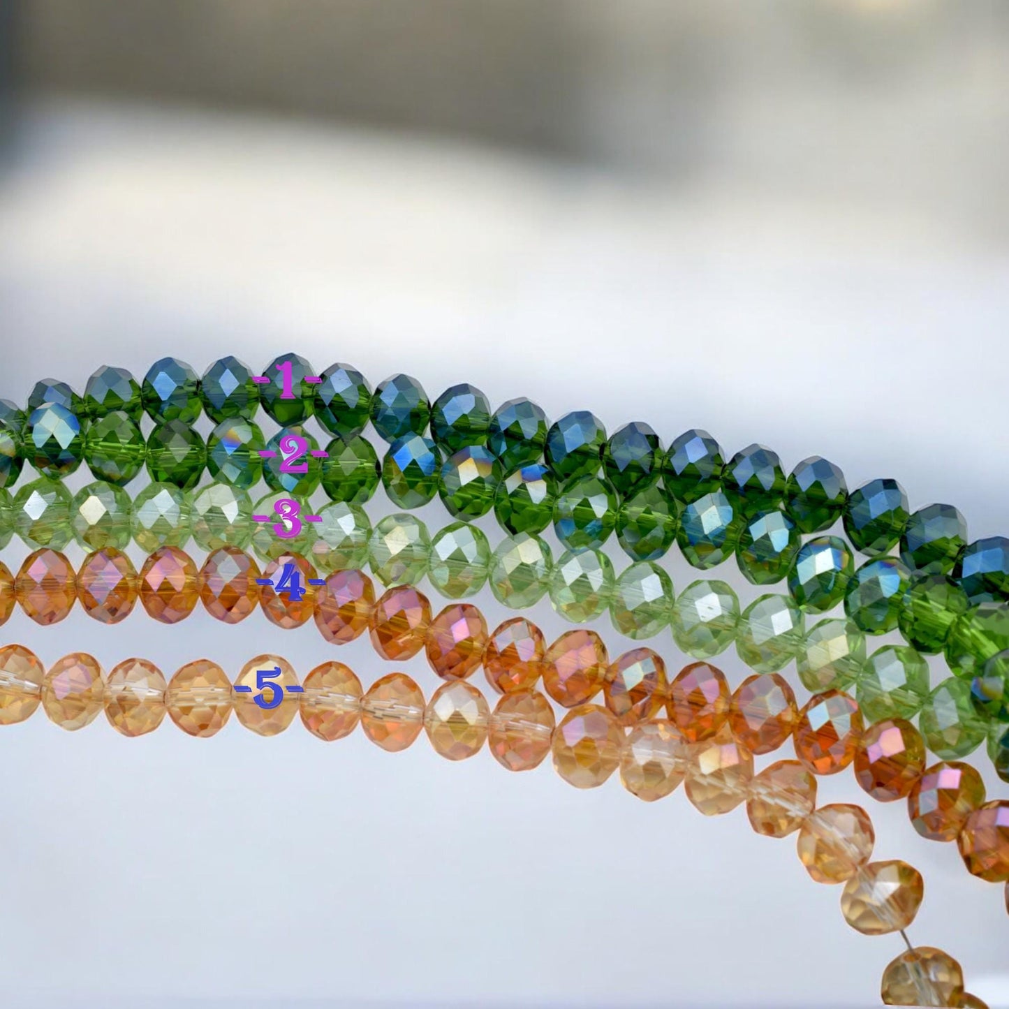 Green & Amber AB Crystal Beads 4x6mm to 10x12mm Faceted Rondelle Crystal Beads, Sparkle Aurora Borealis Finish for DIY Jew...
