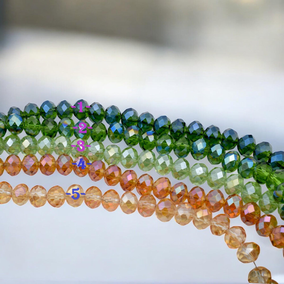 Green & Amber AB Crystal Beads 4x6mm to 10x12mm Faceted Rondelle Crystal Beads, Sparkle Aurora Borealis Finish for DIY Jew...