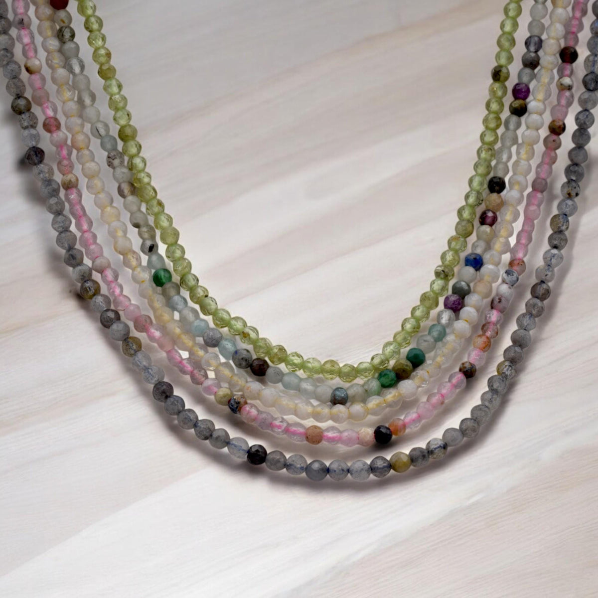 2.5mm Natural Gemstone Beads – Faceted Round Mixed Stone Beads for Dainty Jewelry, Micro Gem Beads Strand, jewelry making...