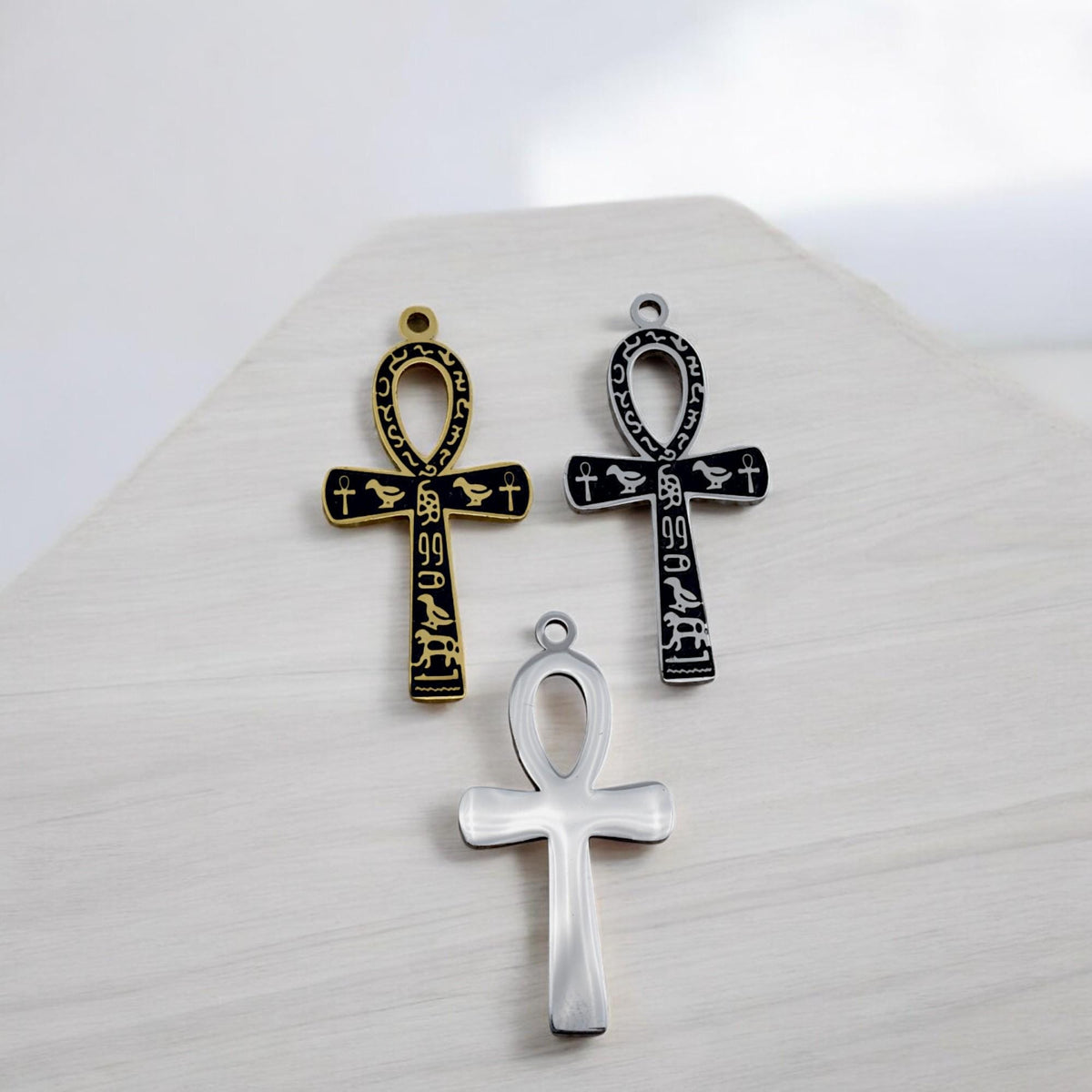 Ankh Cross Pendant – Ancient Egyptian Symbol Necklace Charm, Gold or Silver Stainless steel, Hieroglyph Jewelry for Men & Women.