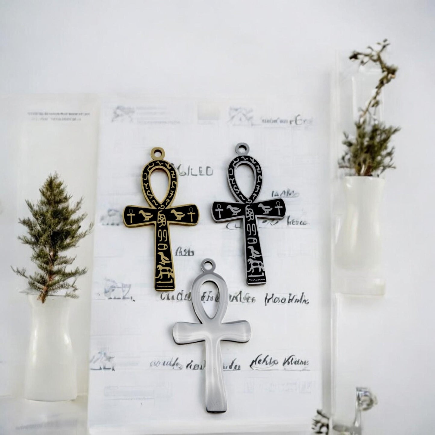 Ankh Cross Pendant – Ancient Egyptian Symbol Necklace Charm, Gold or Silver Stainless steel, Hieroglyph Jewelry for Men & Women.