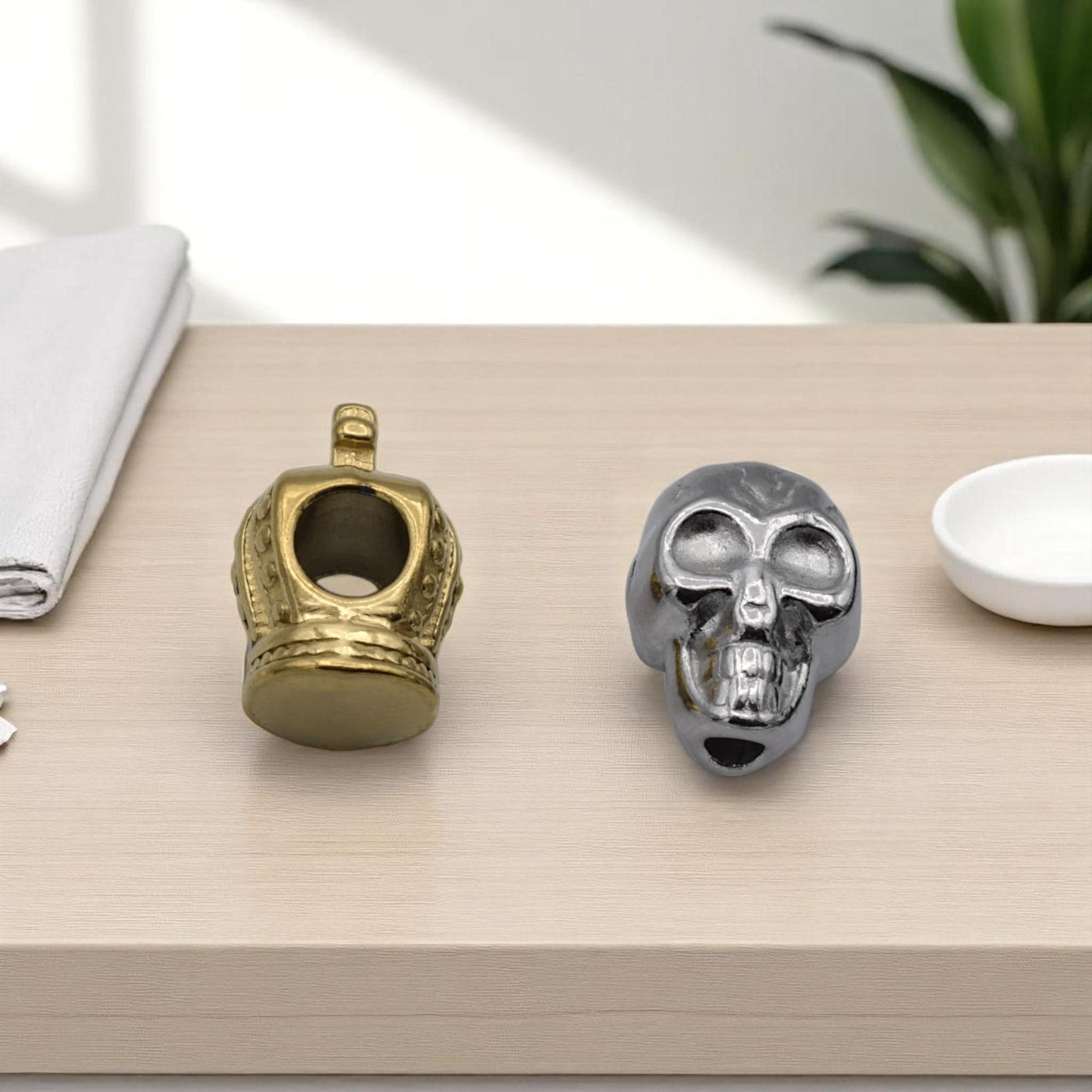 Stainless Steel Beads and Gold Plated Crown/Skull Spacer Charms for Jewelry Making, Gothic and Royal Theme Beading Supplie...