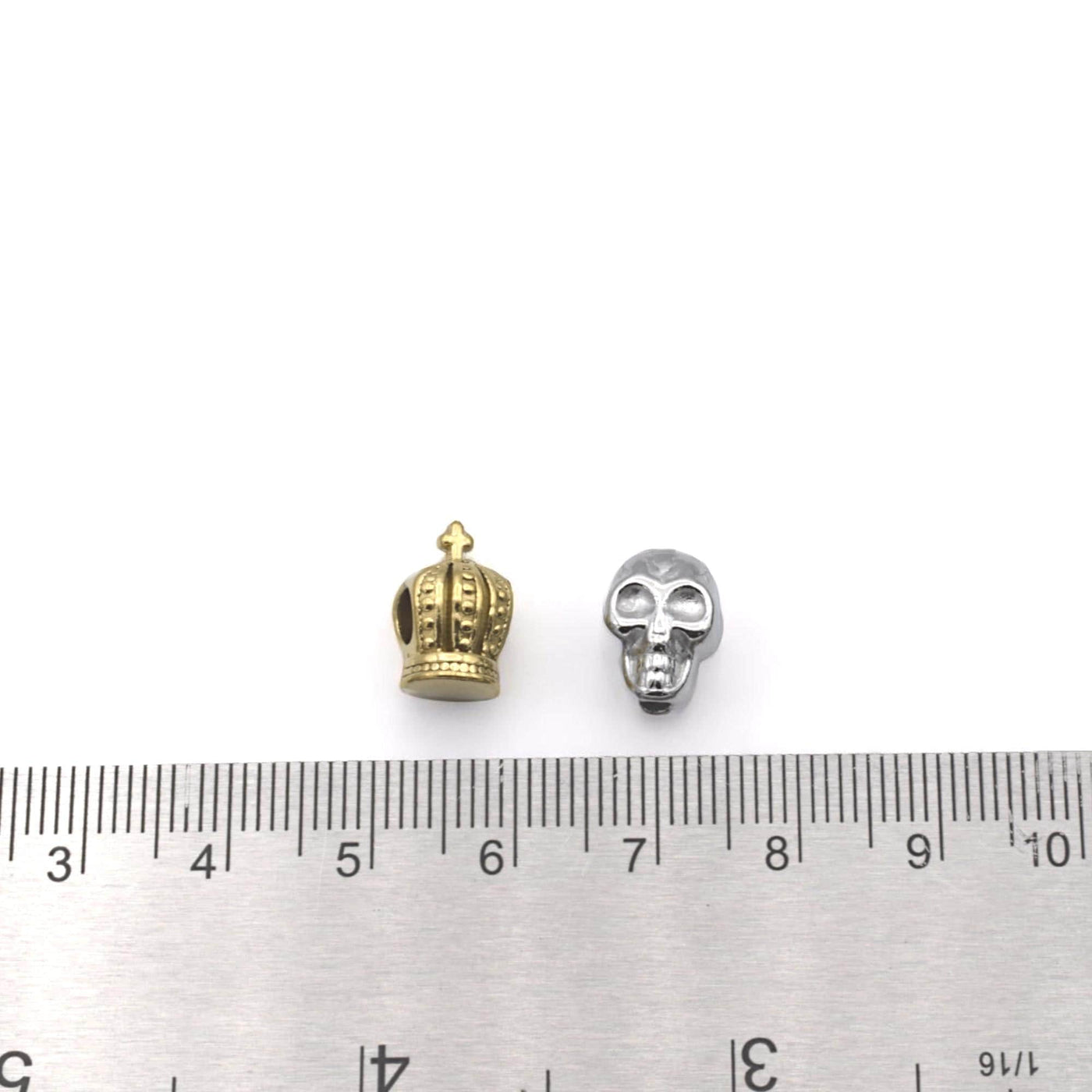 Stainless Steel Beads and Gold Plated Crown/Skull Spacer Charms for Jewelry Making, Gothic and Royal Theme Beading Supplie...