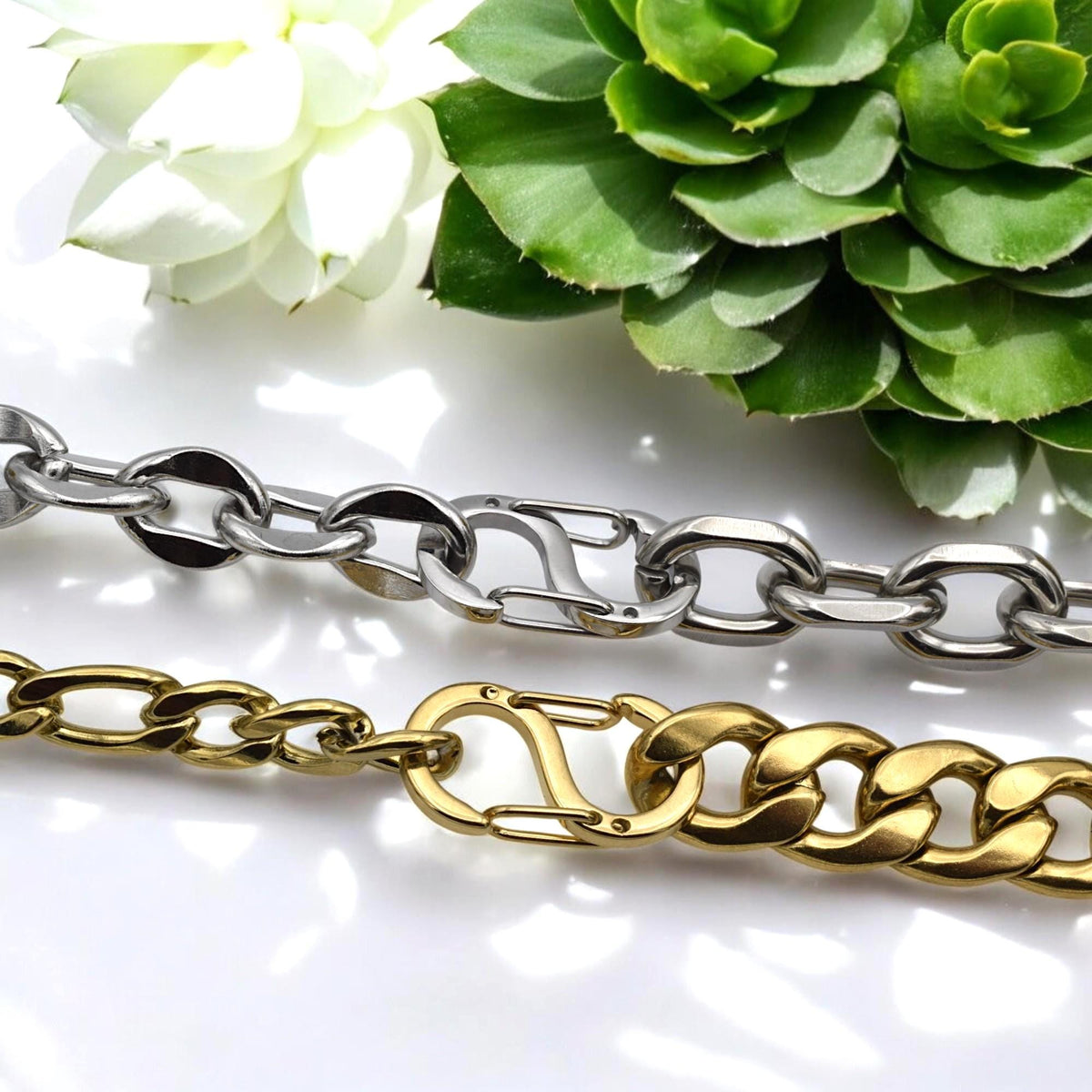 S Shaped Clasp Double Lock Hook: Gold & Silver Stainless Steel, Rust Resistant | Jewelry Findings, Secure Hold | 20x10mm