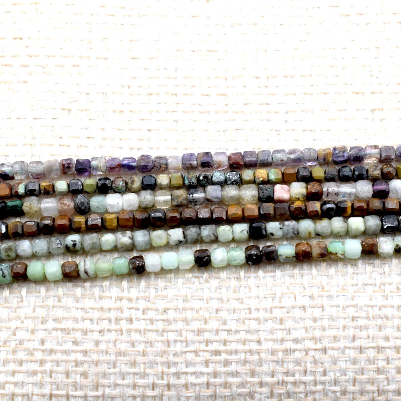 2 3mm Cube Cut Mixed Gemstone Beads – Square Natural Stone for Jewelry Making, Geometric Boho DIY Supplies, Tiger Eye, Jas...