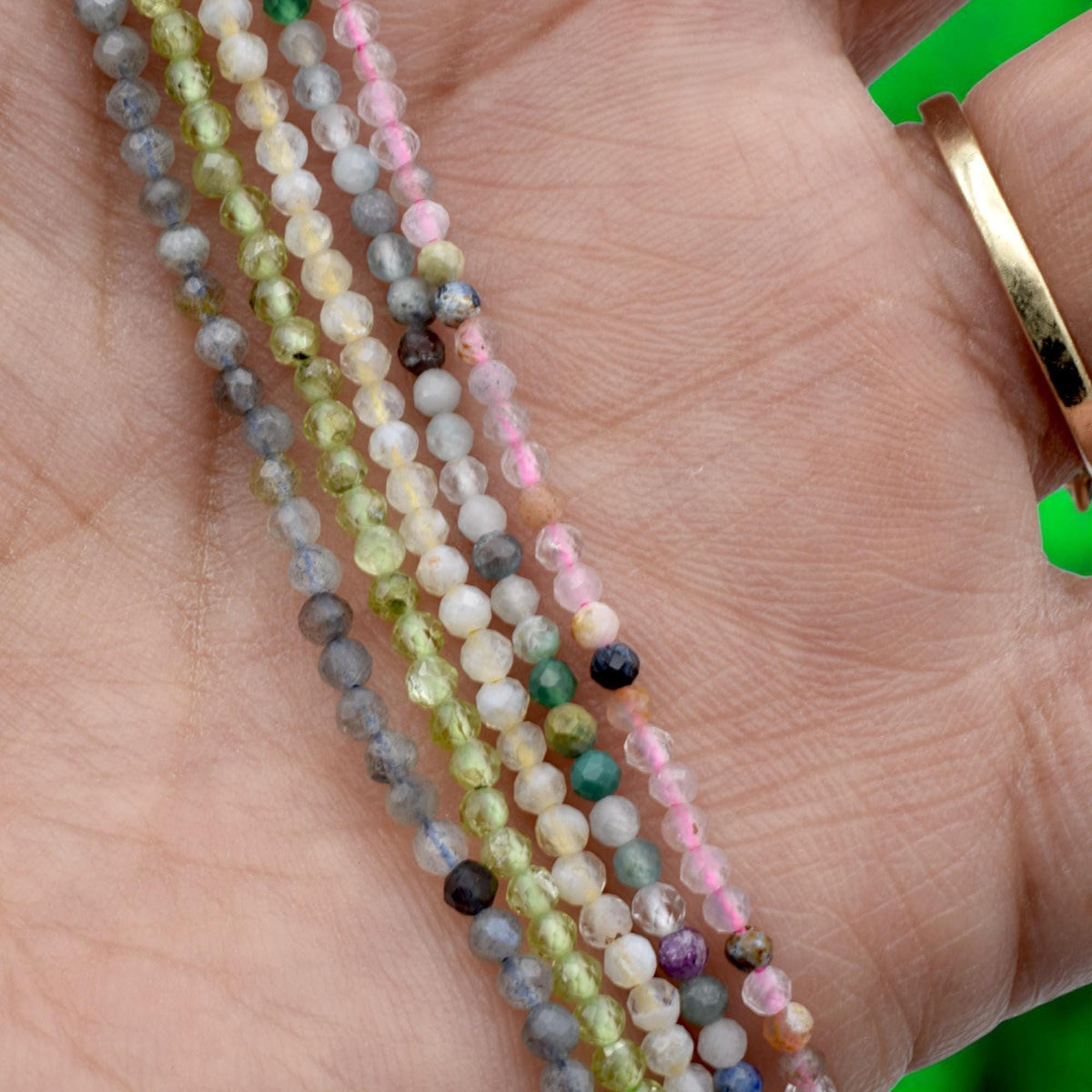 2.5mm Natural Gemstone Beads – Faceted Round Mixed Stone Beads for Dainty Jewelry, Micro Gem Beads Strand, jewelry making...
