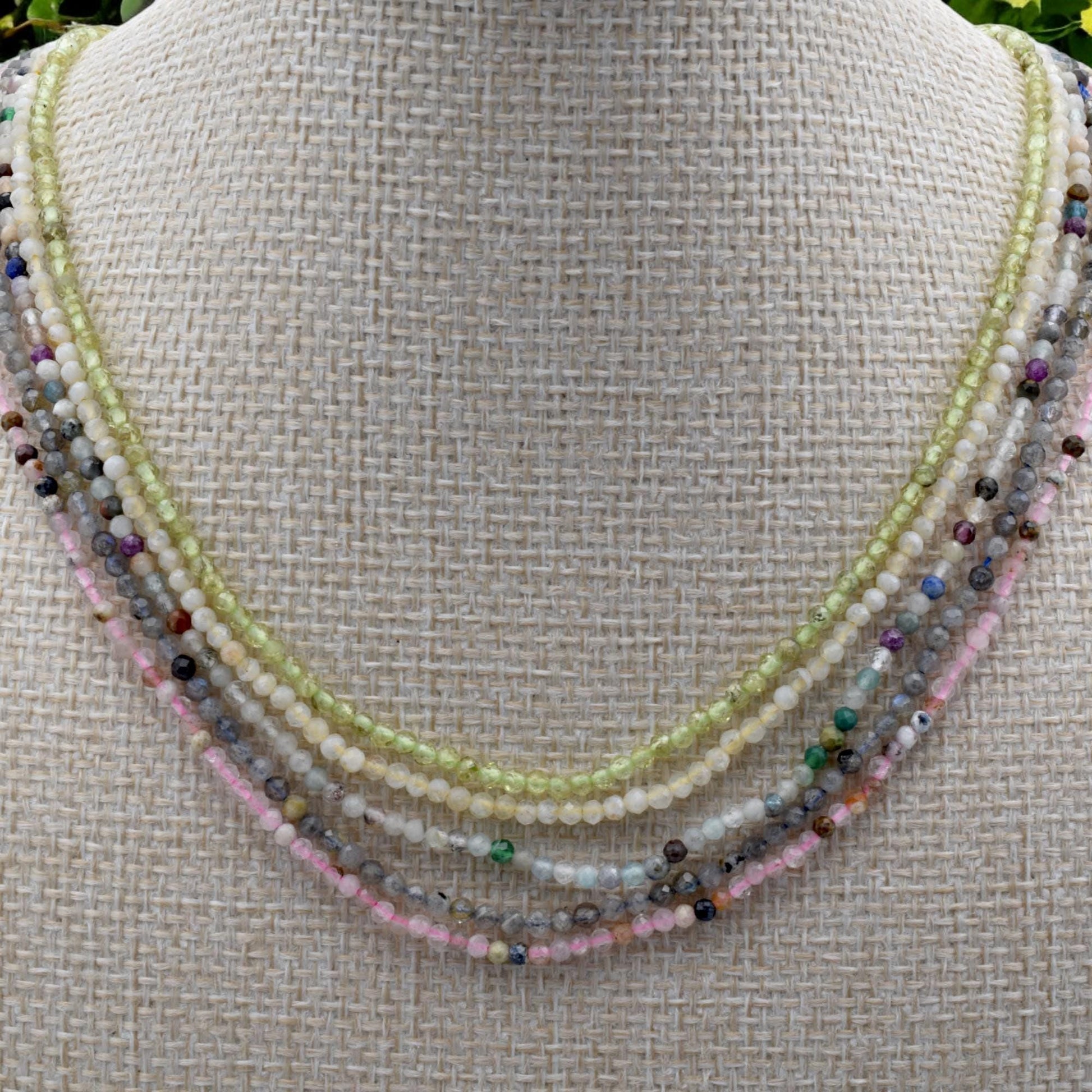 Faceted Round Mixed Stone Beads Micro Strand, 2.5mm Pastel Semi Precious Gemstones (Polished Faceted, Multiple Strand Lengths)