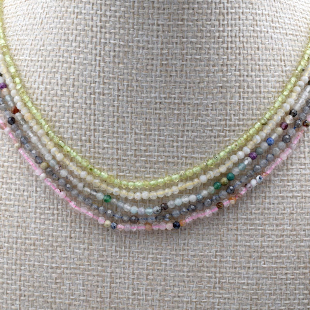 Faceted Round Mixed Stone Beads Micro Strand, 2.5mm Pastel Semi Precious Gemstones (Polished Faceted, Multiple Strand Lengths)