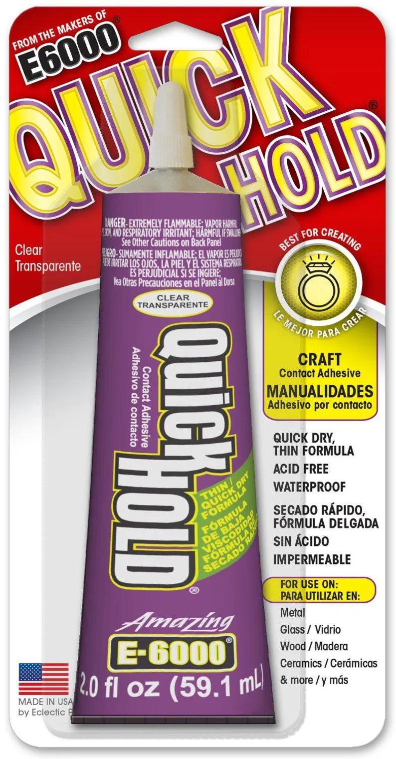 Quick Hold E6000 Craft Adhesive Glue 2oz – Fast Dry, Clear, Waterproof, Acid Free for Jewelry, Metal, Glass, Wood & Cerami...