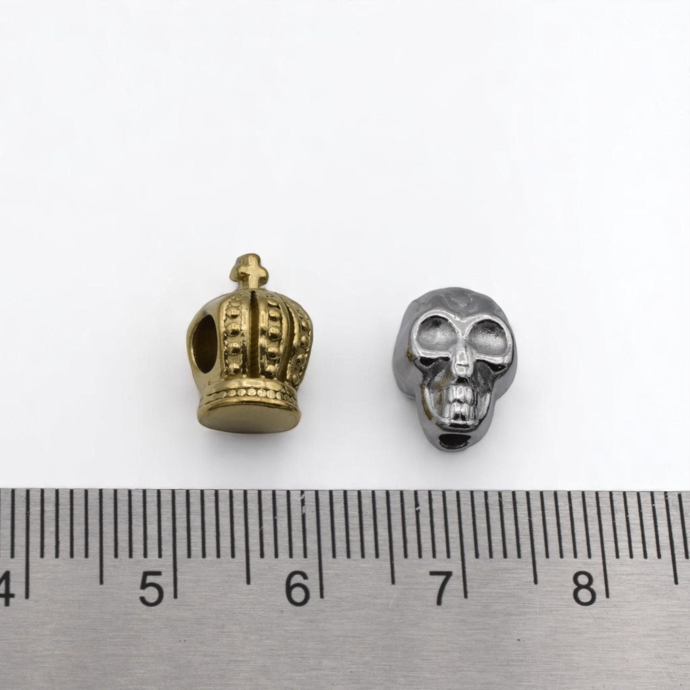 Stainless Steel Beads and Gold Plated Crown/Skull Spacer Charms for Jewelry Making, Gothic and Royal Theme Beading Supplie...