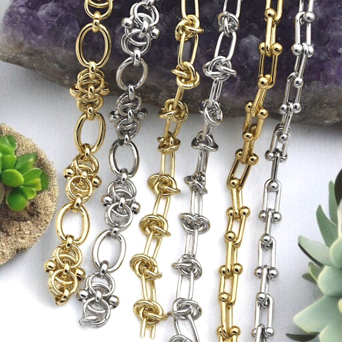 Stainless Steel Chunky Chain Link Necklace or Bracelet Silver and Gold Plated Chains – DIY Jewelry Supplies, Accessories....