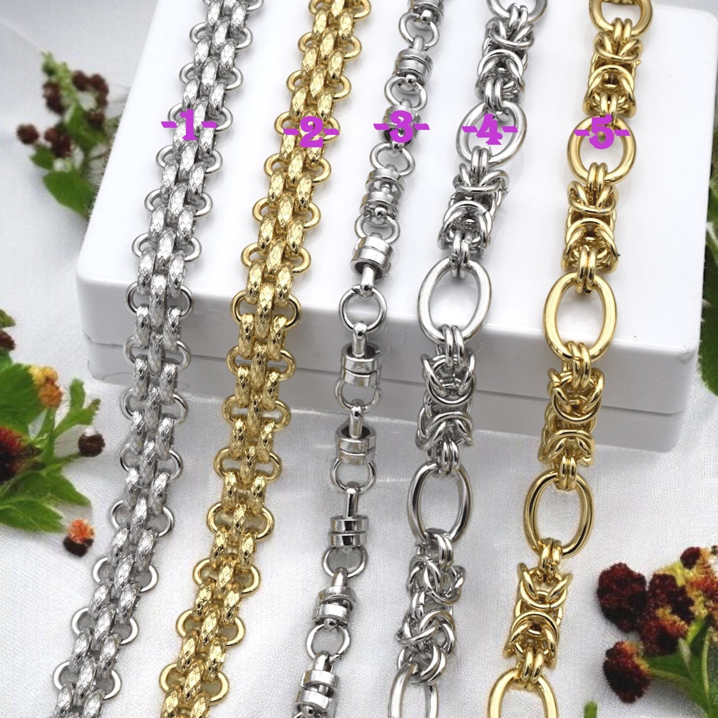 Chain By The Yard: Textured Oval Link Chain - Heavy Duty, Tarnish Resistant Gold & Silver Plated, Hypoallergenic Metal for Jewelry