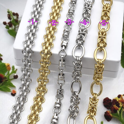 Stainless Steel Heavy Duty Gold & Silver Chain Links – Textured  Oval Link Chains for Jewelry Making, Bags, Accessories So...