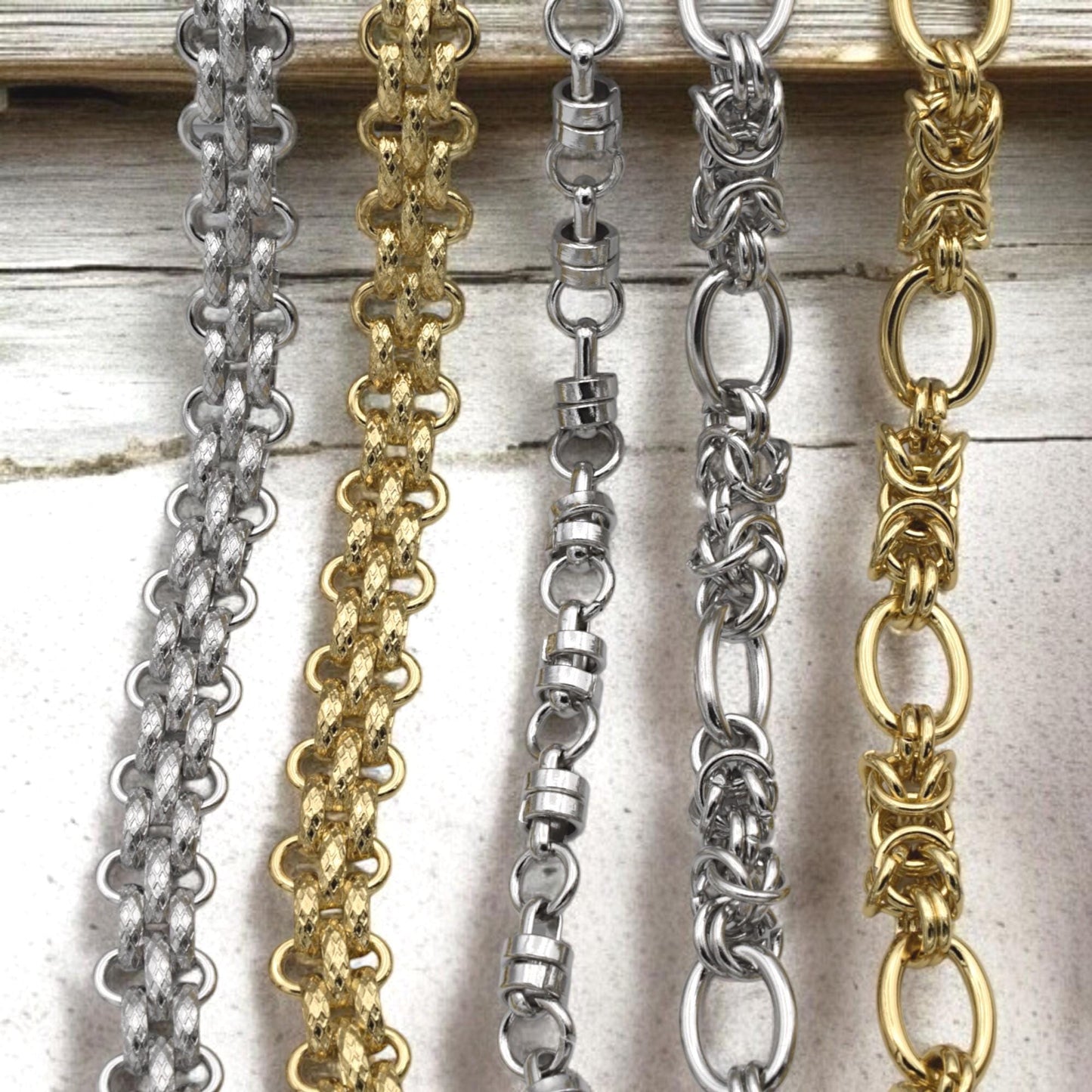 Chain By The Yard: Textured Oval Link Chain - Heavy Duty, Tarnish Resistant Gold & Silver Plated, Hypoallergenic Metal for Jewelry