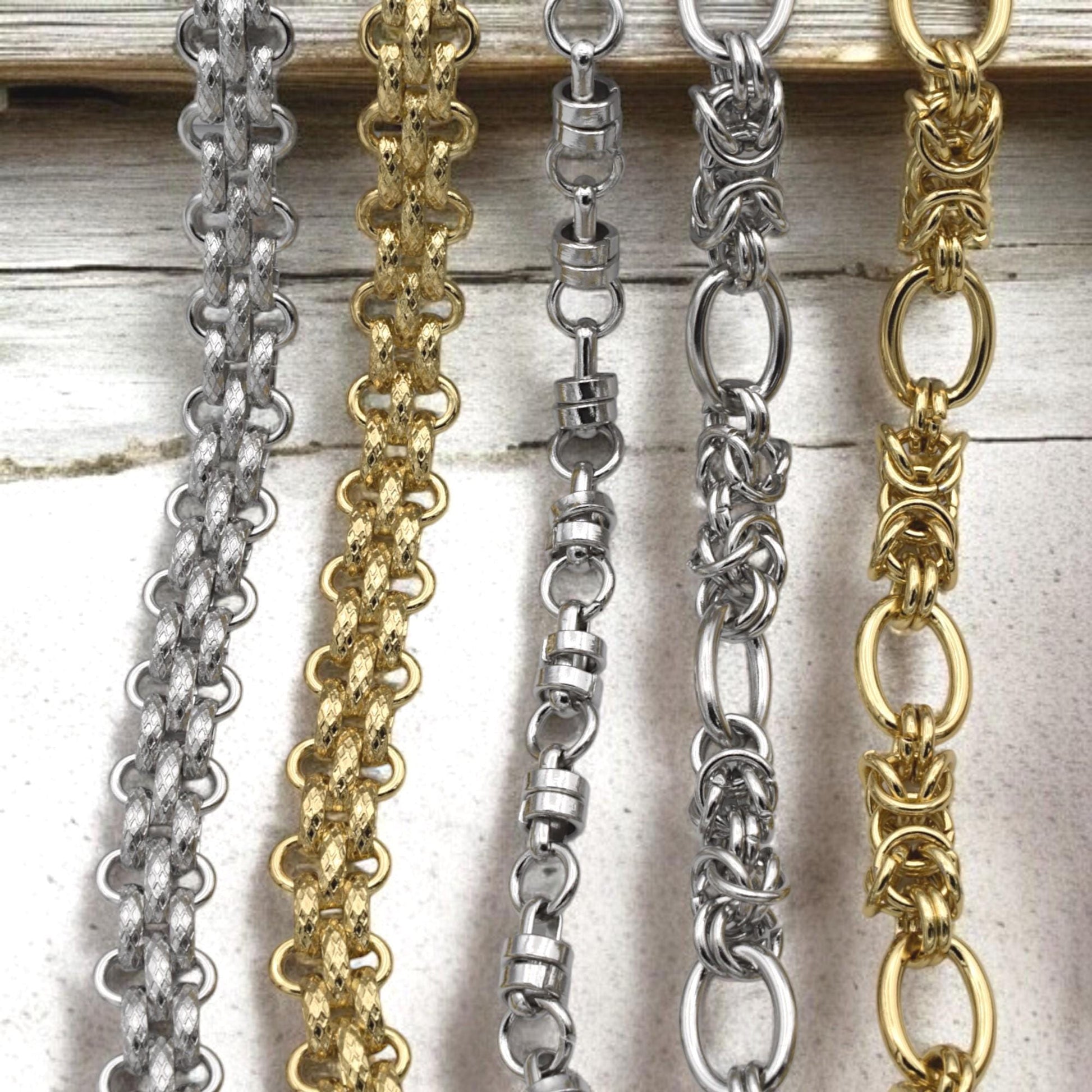 Chain By The Yard: Textured Oval Link Chain - Heavy Duty, Tarnish Resistant Gold & Silver Plated, Hypoallergenic Metal for Jewelry
