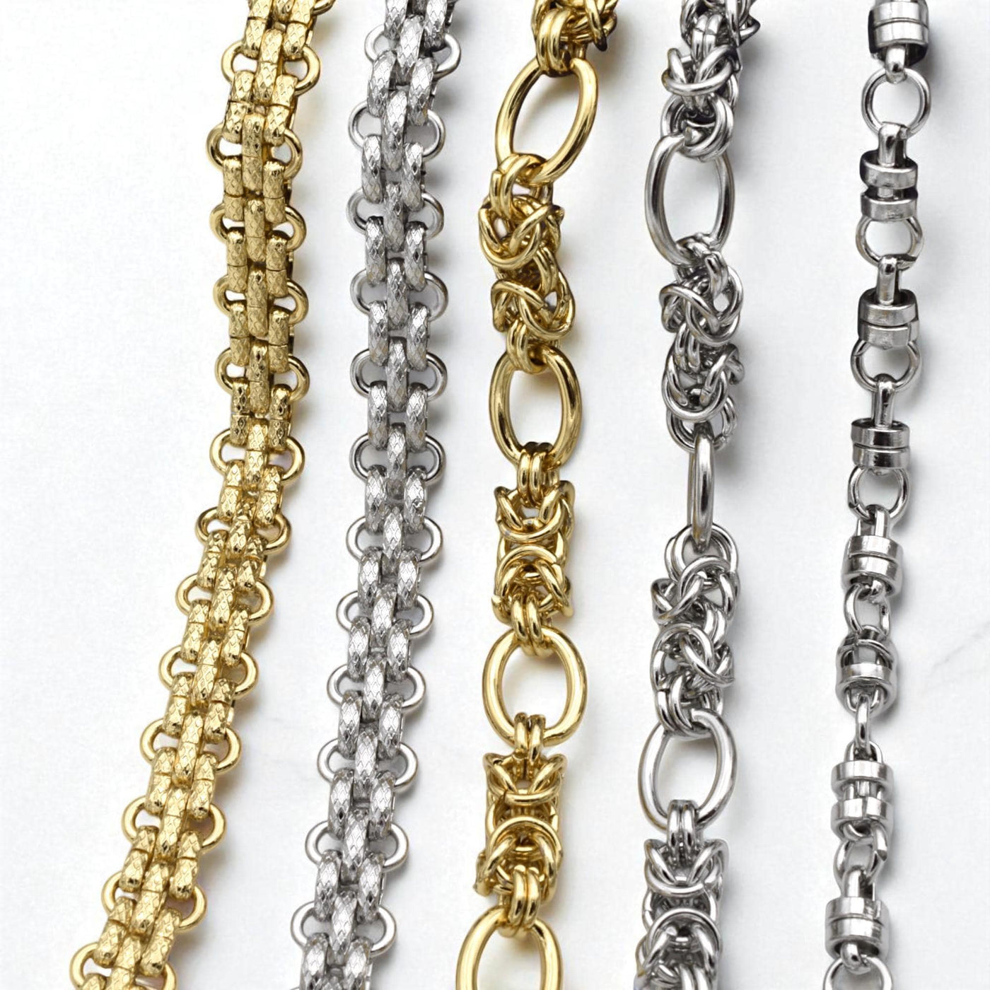 Stainless Steel Heavy Duty Gold & Silver Chain Links – Textured  Oval Link Chains for Jewelry Making, Bags, Accessories So...