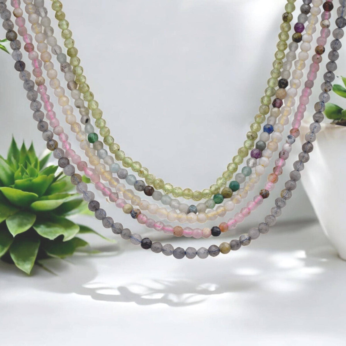 2.5mm Natural Gemstone Beads – Faceted Round Mixed Stone Beads for Dainty Jewelry, Micro Gem Beads Strand, jewelry making...