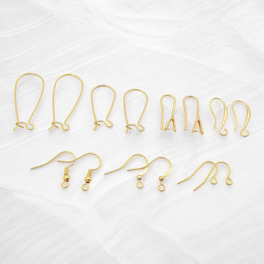 Gold Filled Alternative Style Ear Wires, Fish Hook Earrings, Tarnish Resistant (20-33mm Lengths, Electroplated Copper)