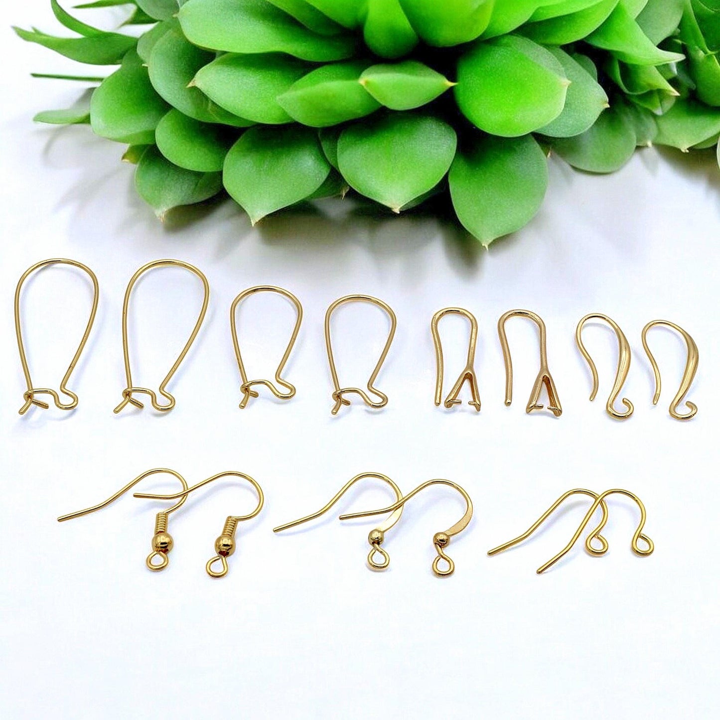Gold Filled Alternative Style Ear Wires, Fish Hook Earrings, Tarnish Resistant (20-33mm Lengths, Electroplated Copper)