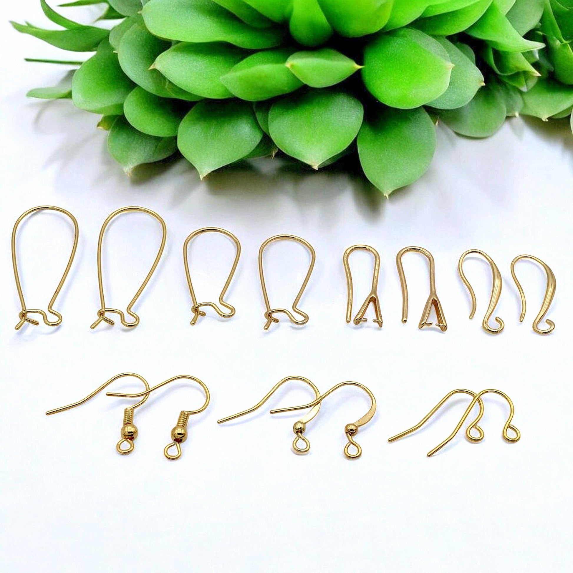 Gold Filled Alternative Style Ear Wires, Fish Hook Earrings, Tarnish Resistant (20-33mm Lengths, Electroplated Copper)